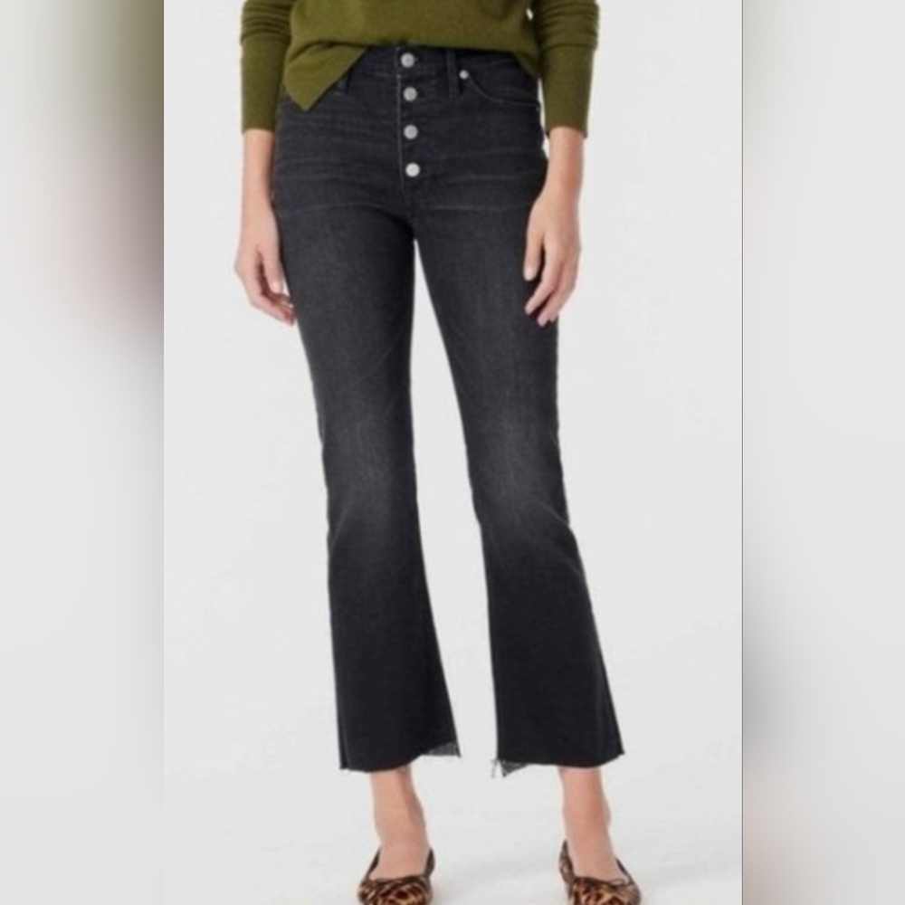 J. Crew Charcoal Black 9" Billie Demi Boot Crop Jeans Size 10 Tall